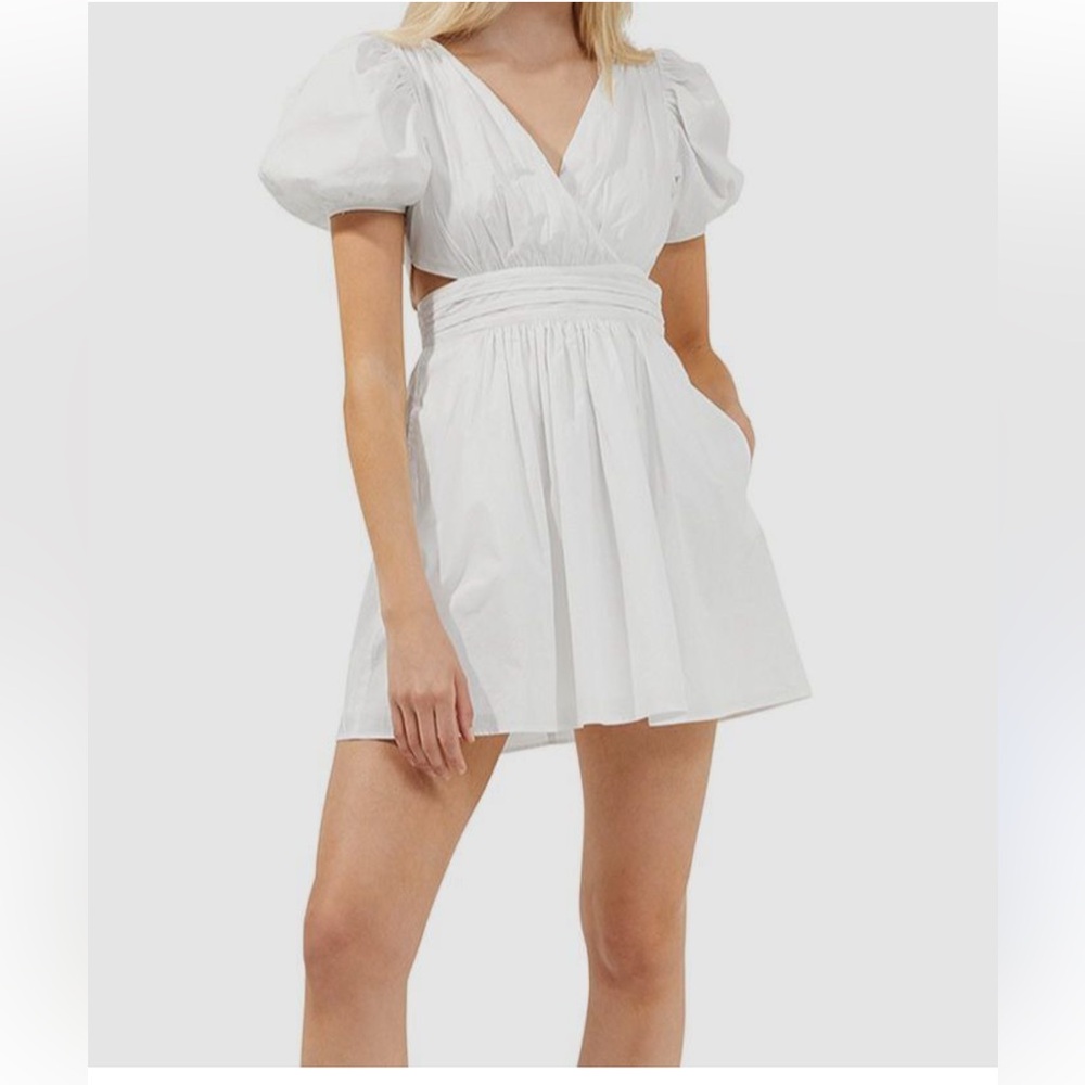 French Connection White Rhodes Cutout Poplin Mini Dress; Size 6
